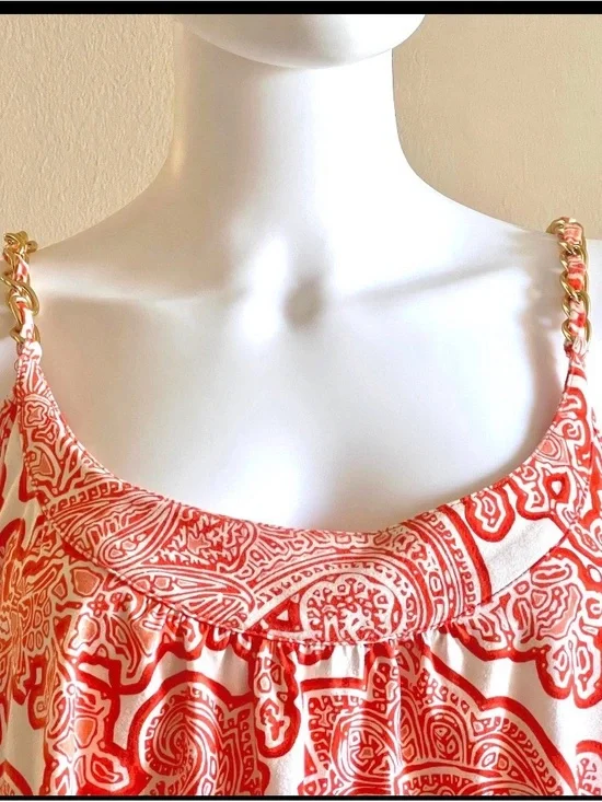 Michael Kors Women’s Orange  Paisley Pattern Sleeveless Too Blouse Size Medium - Picture 2 of 10